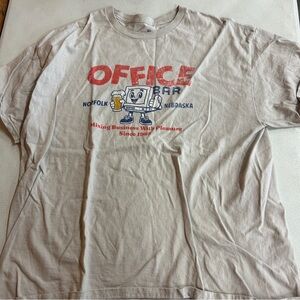 RETIRED Dive Bar Shirt Club - Office Bar Beige T-Shirt with Red Print - Size XL